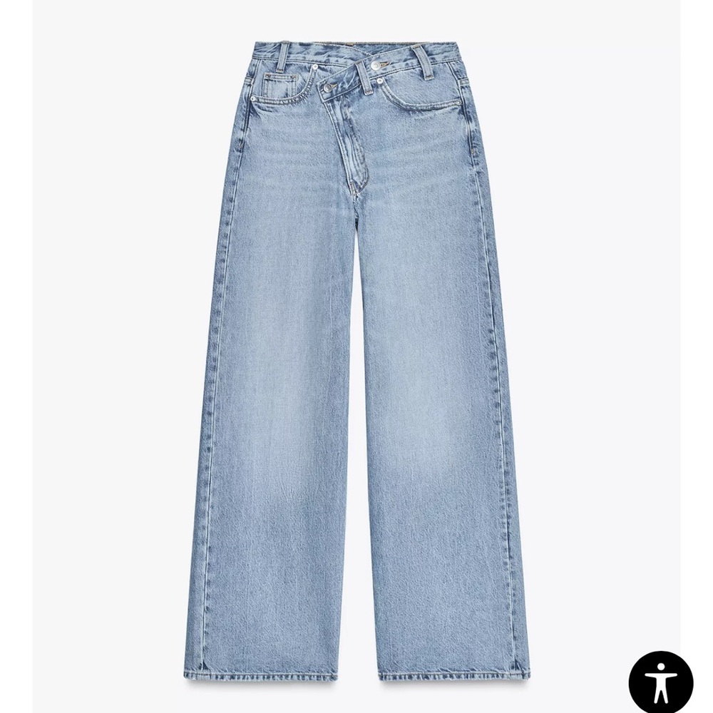 NWT Zara Women's Crossed Waist Wide Leg Jeans